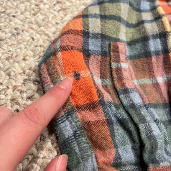 LL Bean Scotch Plaid Flannel Shirt Relaxed Zip Hoodie Sz M Tall Washed Buchanan - Picture 3 of 10